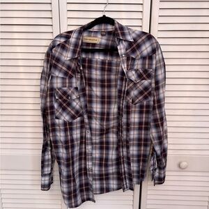 Blue and Brown Plaid Shirt
